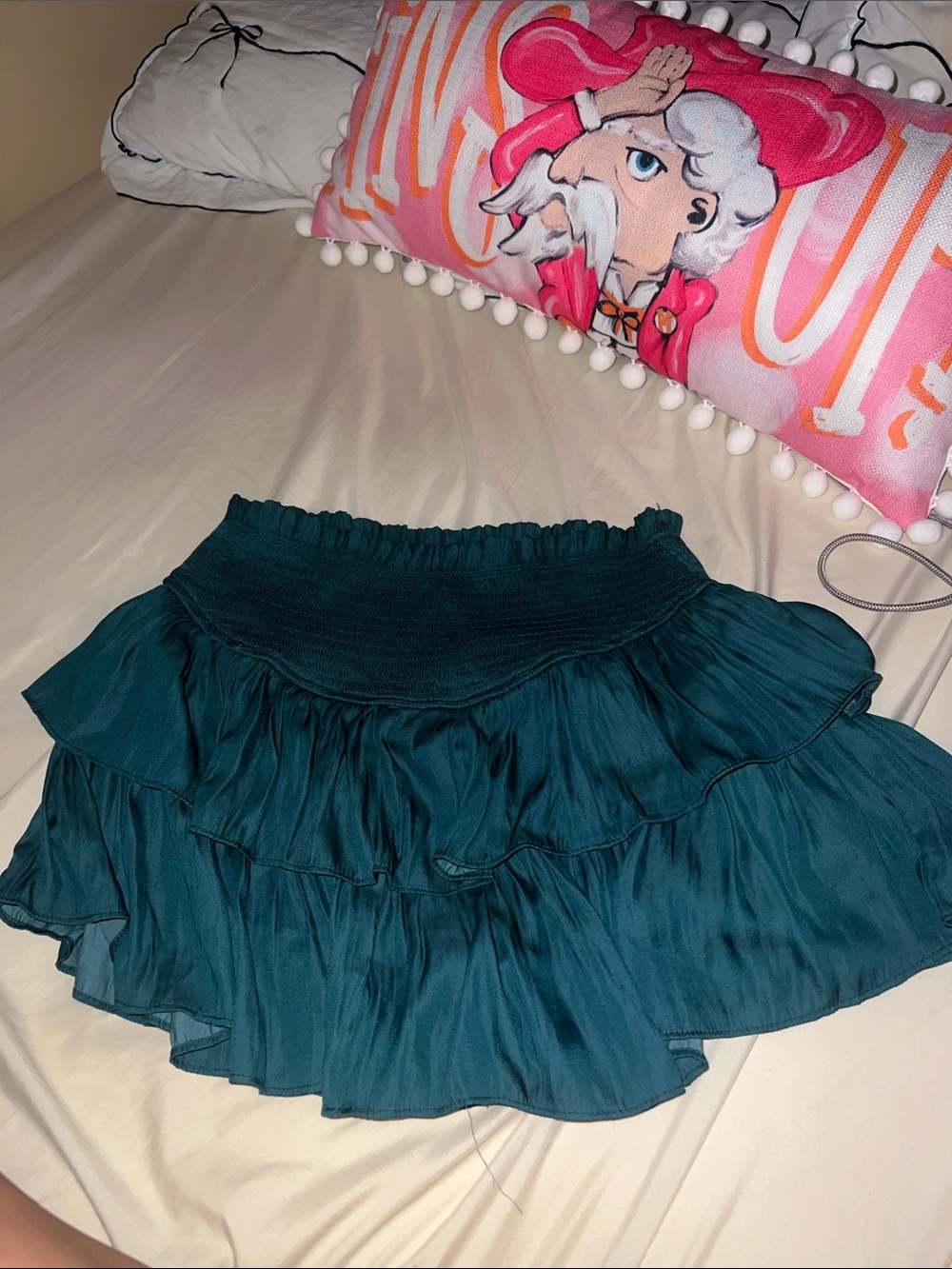 Mustard Seed — Dark Green Ruffled Skirt